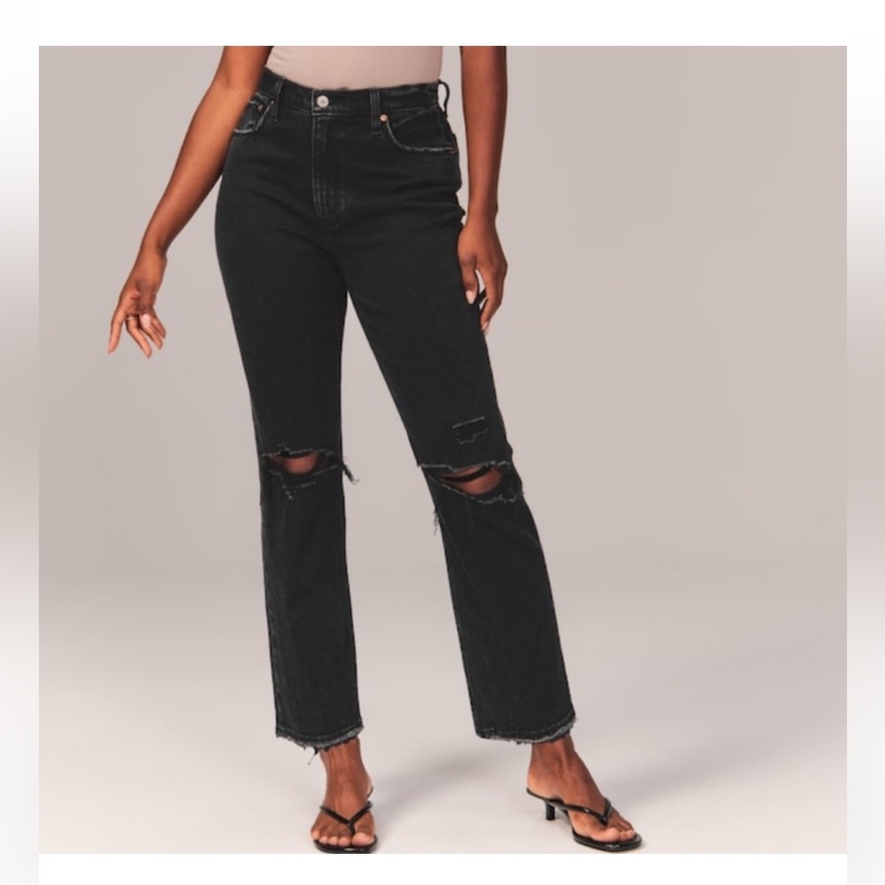 Abercrombie & Fitch Black Ankle Straight Jean